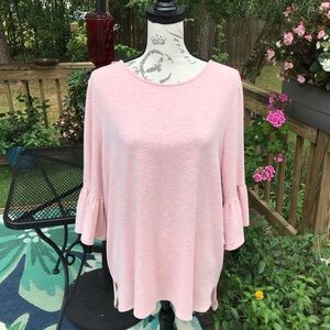 Adrianna Papell Heathered Pink 3/4 Sleeve Round Neck Top Size XL